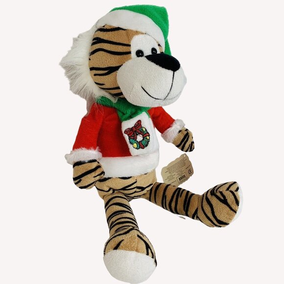 KellyToy Christmas Holiday Tiger Plush Festive Stuffed Animal Holiday Decor Gift - Picture 5 of 14